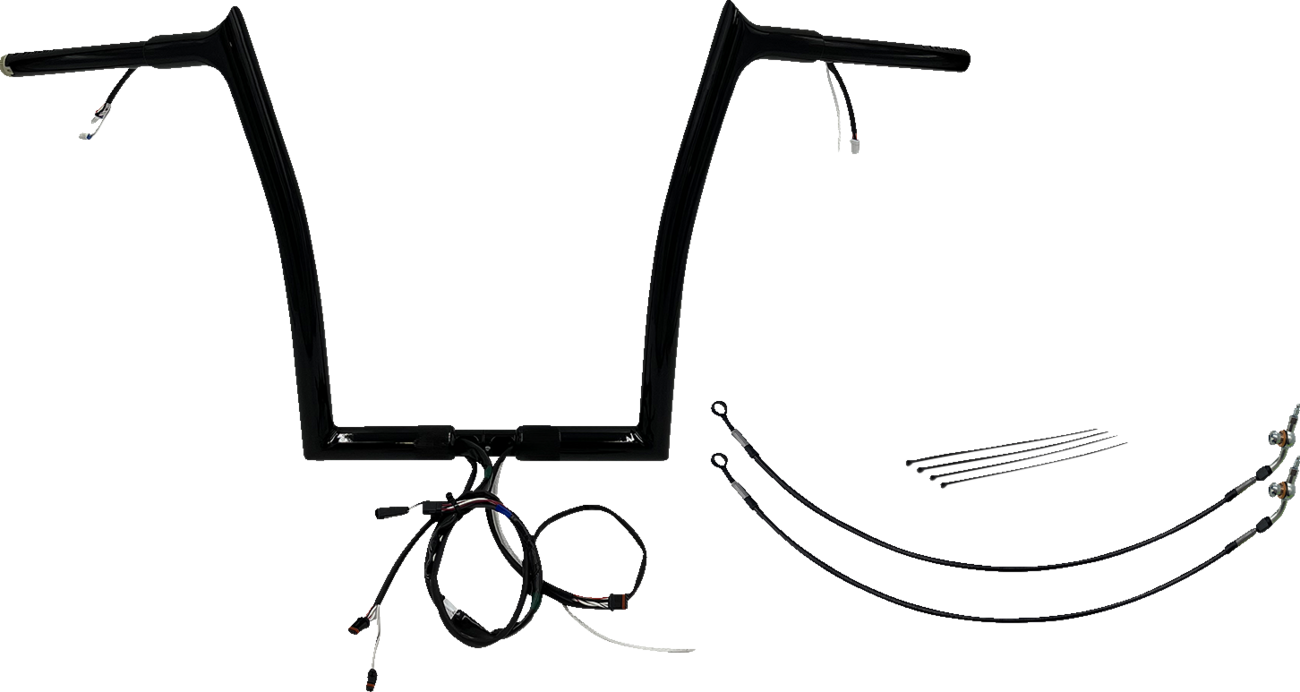 FAT BAGGERS INC. EZ Install Wired 1-1/4" Pointed Top Handlebar Kit - 14" - Black 902914-B — image 1