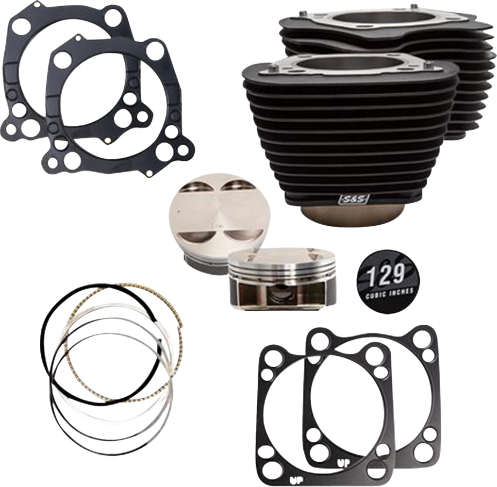 S&S CYCLE 129" Cylinder Kit - 4.375" Stroke - Wrinkle Black w/o Highlighted Fins - (107") M8 910-0844A — image 1