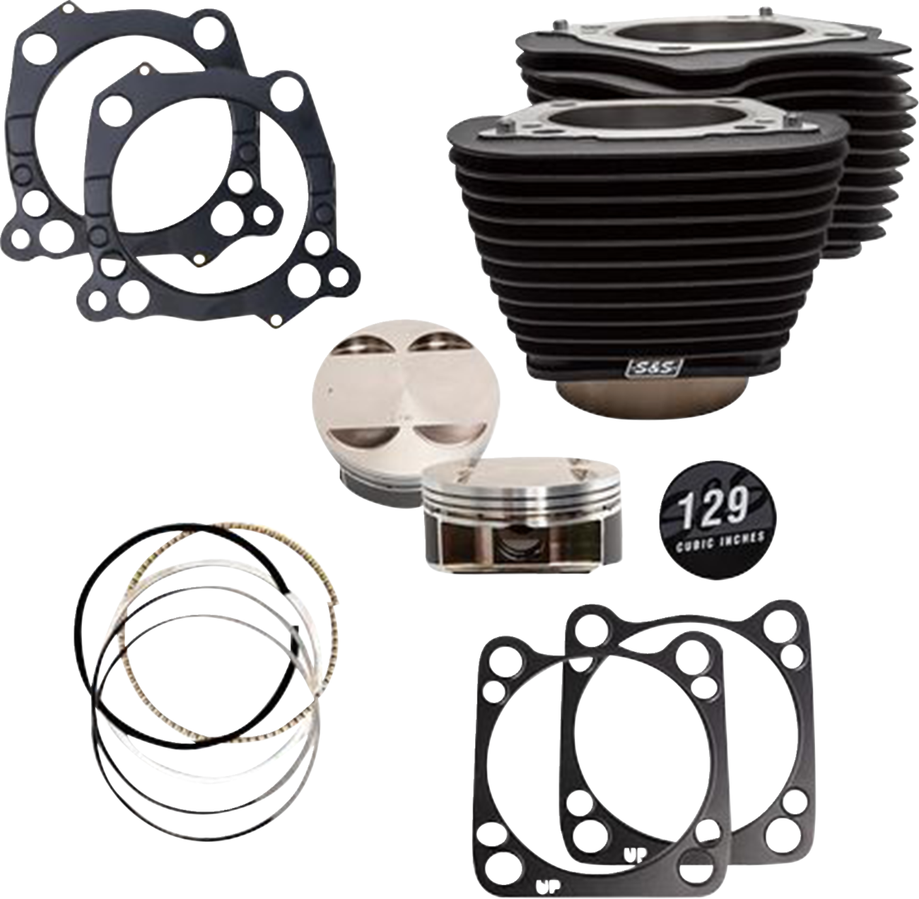 S&S CYCLE 129" Cylinder Kit - 4.375" Stroke - Wrinkle Black w/o Highlighted Fins - (107") M8 910-0844A — image 1