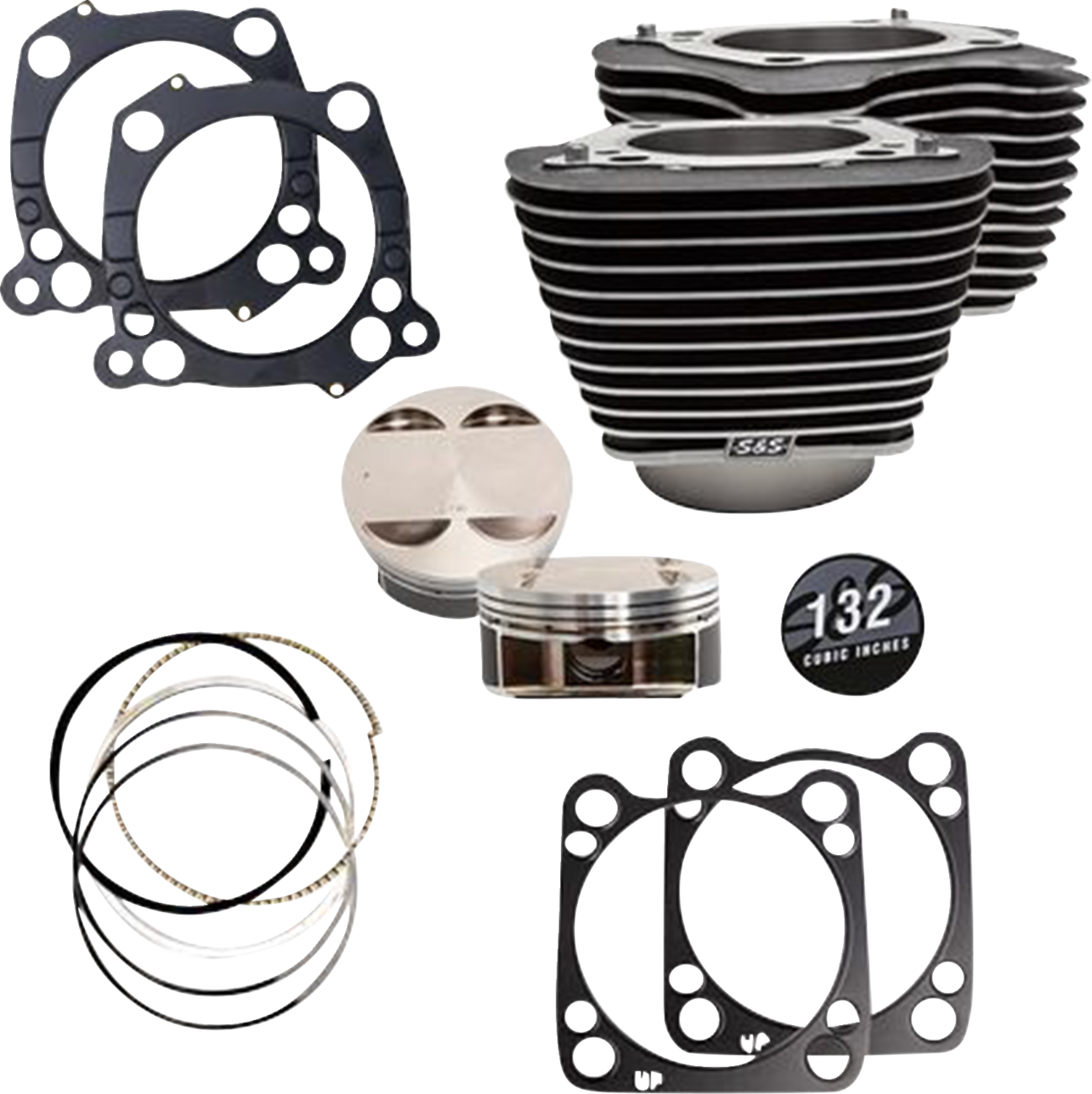 S&S CYCLE 132" Cylinder Kit - 4.500" Stroke - Wrinkle Black w/Highlighted Fins - (114"/117") M8 910-0845A — image 1