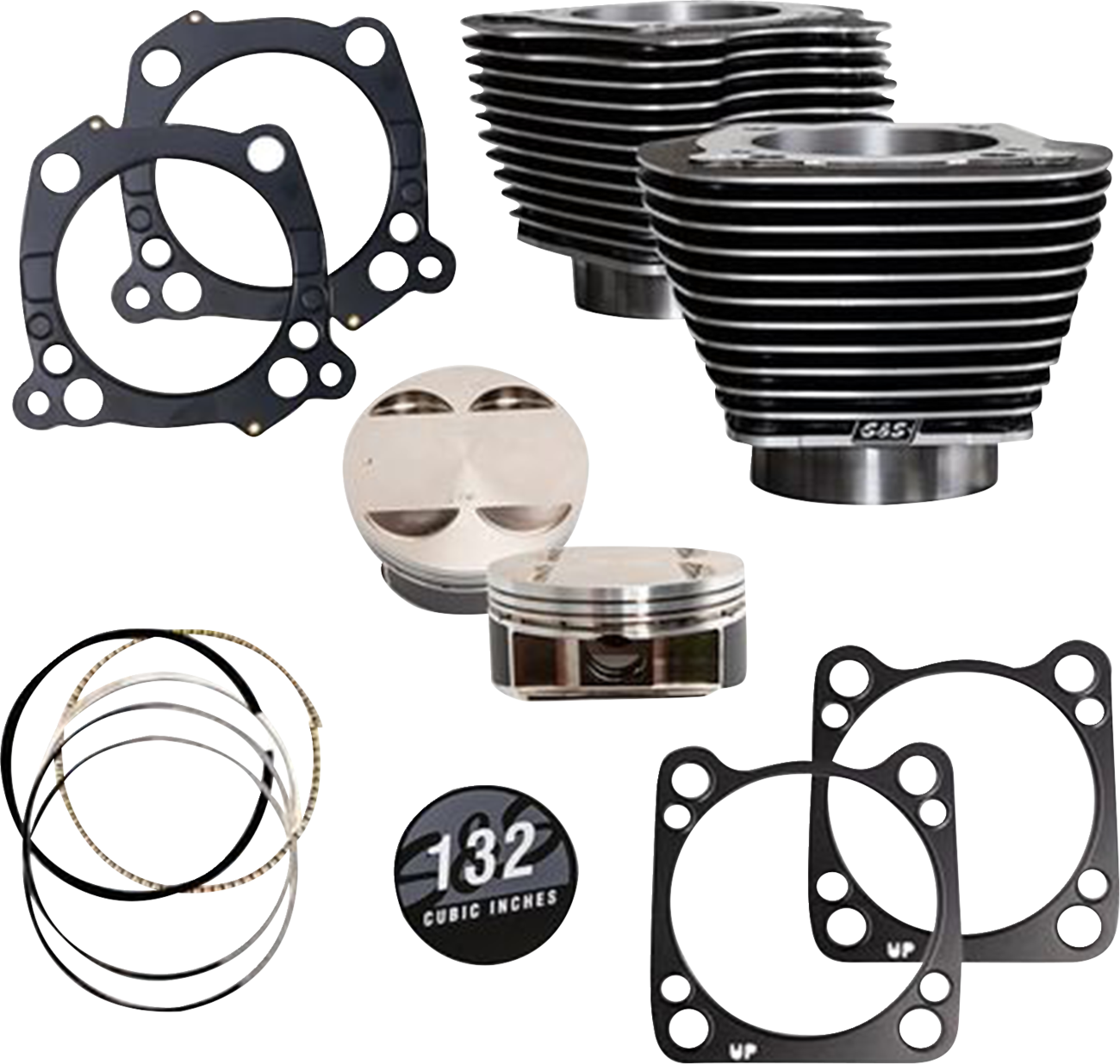 S&S CYCLE 132" Cylinder Kit - 4.500" Stroke - Wrinkle Black w/Highlighted Fins - (114"/117") M8 910-0845A — image 2
