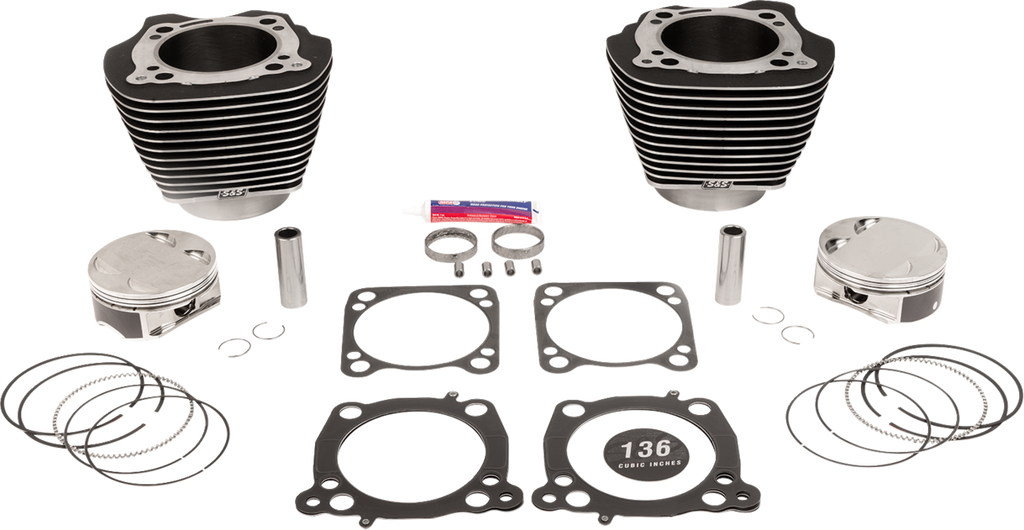 S&S CYCLE 136" Cylinder Kit - 4.625" Stroke - Wrinkle Black w/Highlighted Fins - M8 910-0848A — image 1