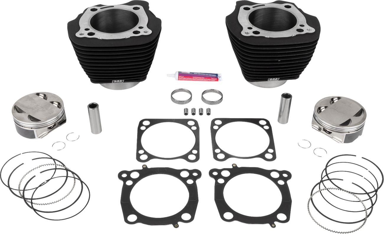 S&S CYCLE 136" Cylinder Kit - 4.625" Stroke - Wrinkle Black w/o Highlighted Fins - M8 910-0849A — image 1