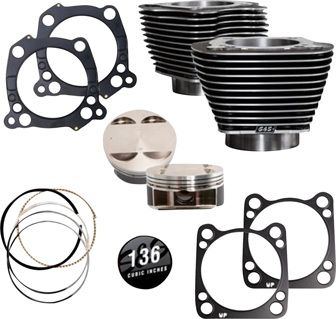 S&S CYCLE 136" Cylinder Kit - 4.625" Stroke - Black Granite w/Highlighted Fins - M8 910-0850A — image 1