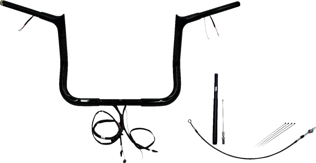 FAT BAGGERS INC. EZ Install Wired 1-1/4" Pointed Top Handlebar Kit - 12" - Black 912012-B — image 1