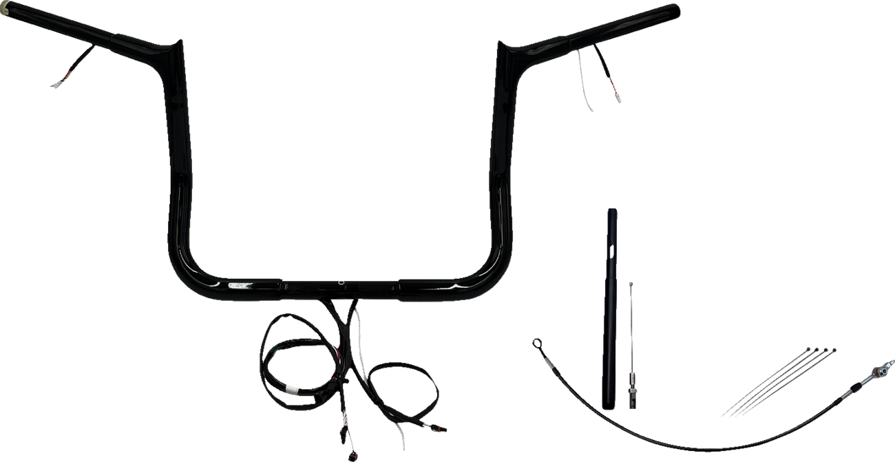 FAT BAGGERS INC. EZ Install Wired 1-1/4" Pointed Top Handlebar Kit - 12" - Black 912012-B — image 1