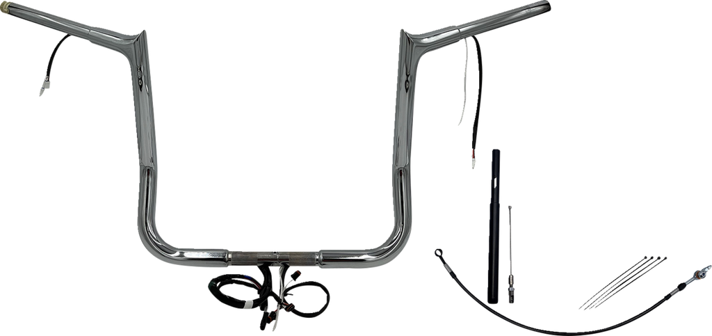 FAT BAGGERS INC. EZ Install Wired 1-1/4" Pointed Top Handlebar Kit - 14" - Chrome 912014 — image 1