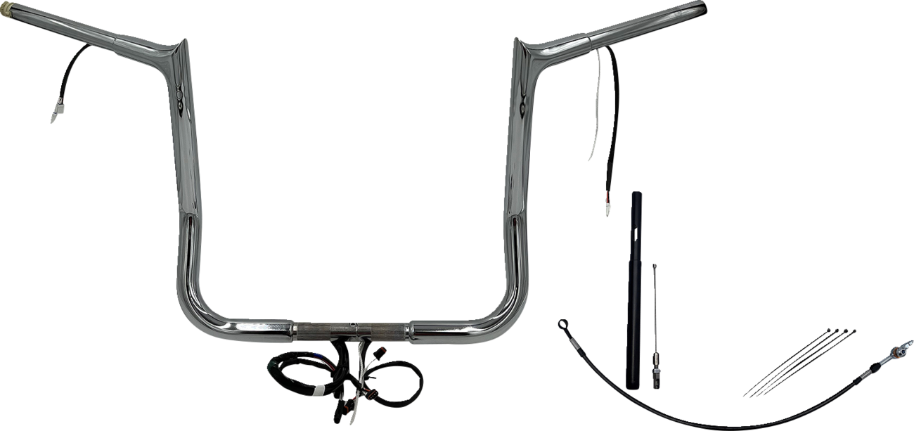 FAT BAGGERS INC. EZ Install Wired 1-1/4" Pointed Top Handlebar Kit - 14" - Chrome 912014 — image 1