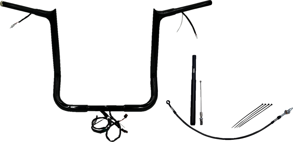 FAT BAGGERS INC. EZ Install Wired 1-1/4" Pointed Top Handlebar Kit - 16" - Black 912016-B — image 1