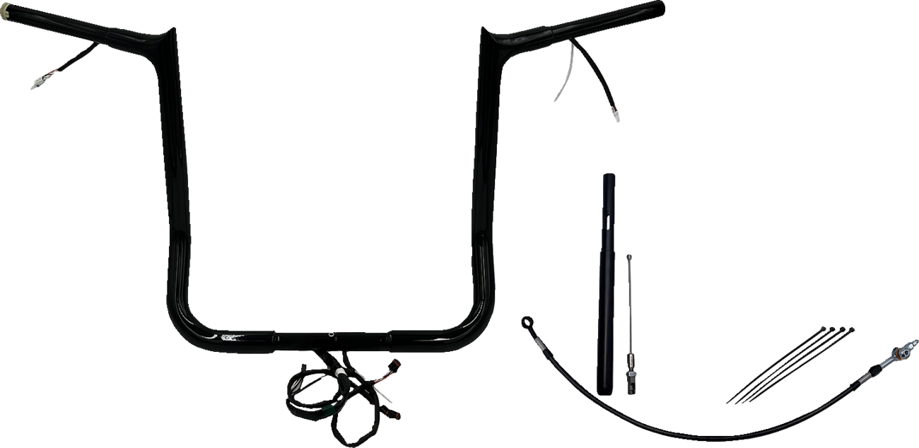 FAT BAGGERS INC. EZ Install Wired 1-1/4" Pointed Top Handlebar Kit - 16" - Black 912016-B — image 1