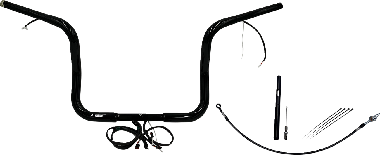 FAT BAGGERS INC. EZ Install Wired 1-1/4" Round Top Handlebar Kit - 12" - Black 912512-B — image 1
