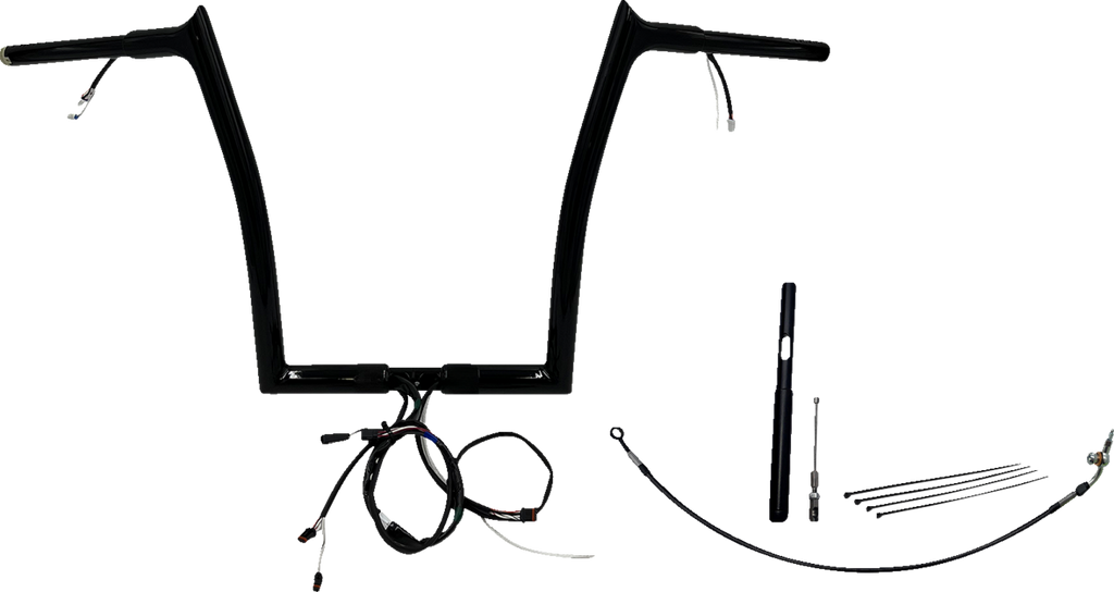 FAT BAGGERS INC. EZ Install Wired 1-1/4" Pointed Top Handlebar Kit - 14" - Black 912914-B — image 1