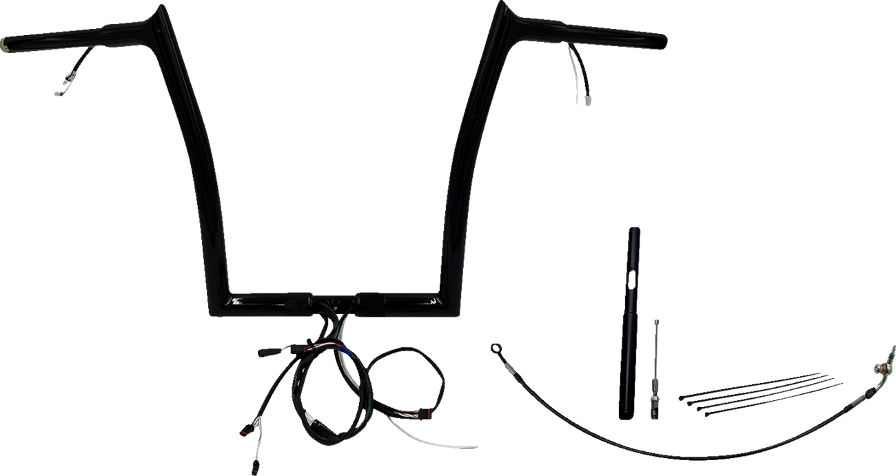 FAT BAGGERS INC. EZ Install Wired 1-1/4" Pointed Top Handlebar Kit - 14" - Black 912914-B — image 1