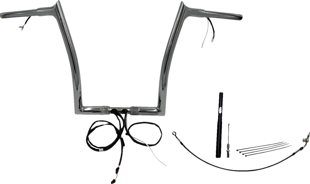 FAT BAGGERS INC. EZ Install Wired 1-1/4" Pointed Top Handlebar Kit - 14" - Chrome 912914 — image 1