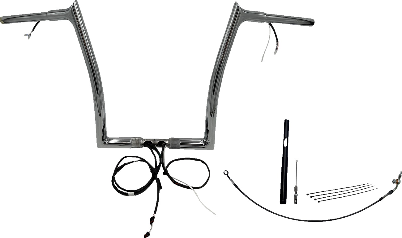 FAT BAGGERS INC. EZ Install Wired 1-1/4" Pointed Top Handlebar Kit - 14" - Chrome 912914 — image 1