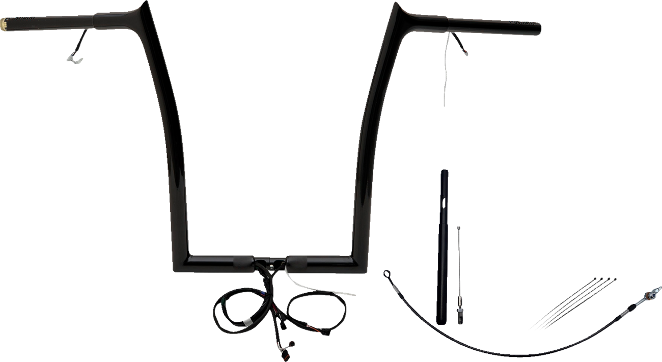 FAT BAGGERS INC. EZ Install Wired 1-1/4" Pointed Top Handlebar Kit - 16" - Black 912916-B — image 1