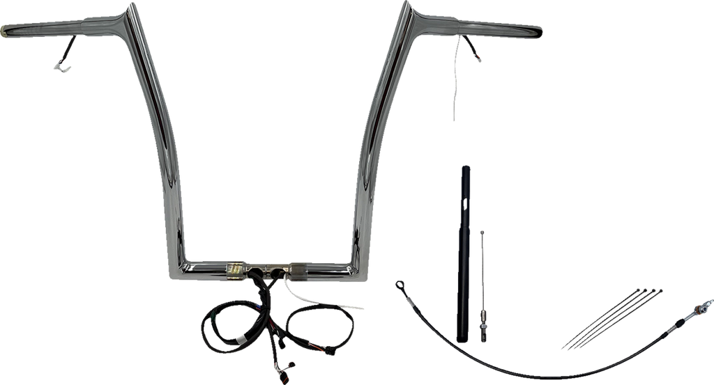 FAT BAGGERS INC. EZ Install Wired 1-1/4" Pointed Top Handlebar Kit - 16" - Chrome 912916 — image 1