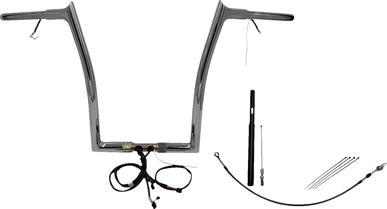 FAT BAGGERS INC. EZ Install Wired 1-1/4" Pointed Top Handlebar Kit - 16" - Chrome 912916 — image 1