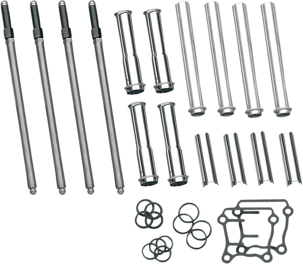 S&S CYCLE Adjustable Pushrod Kit - Chrome Covers - Twin Cam '99-'17 93-5095 — image 1