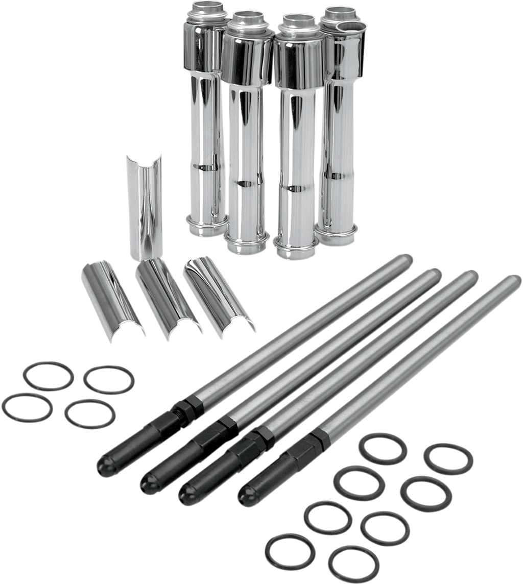 S&S CYCLE Adjustable Pushrod Kit - Chrome Covers - Twin Cam '99-'17 93-5095 — image 2