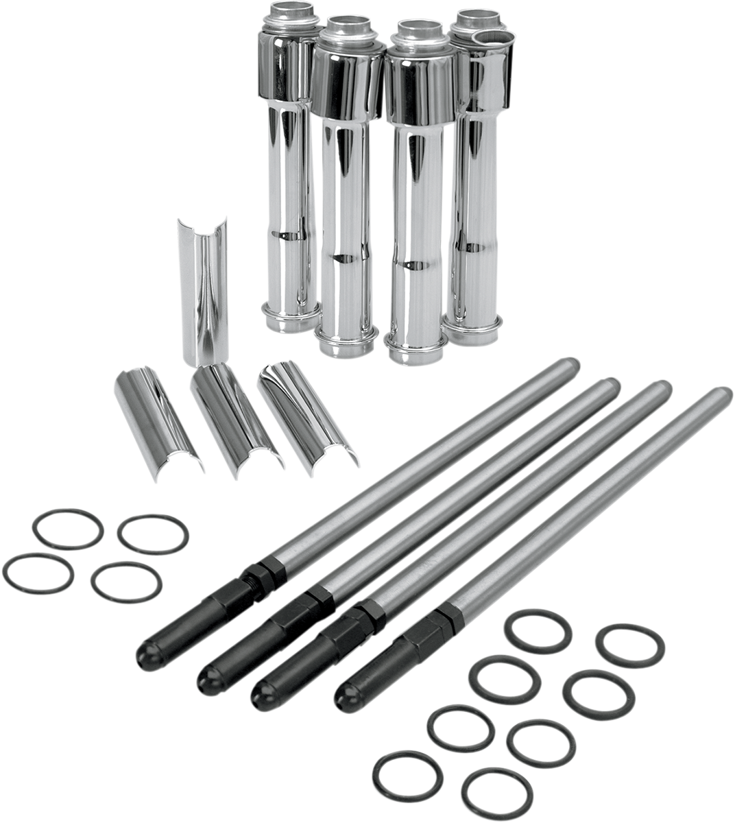 S&S CYCLE Adjustable Pushrod Kit - Chrome Covers - Twin Cam '99-'17 93-5095 — image 2