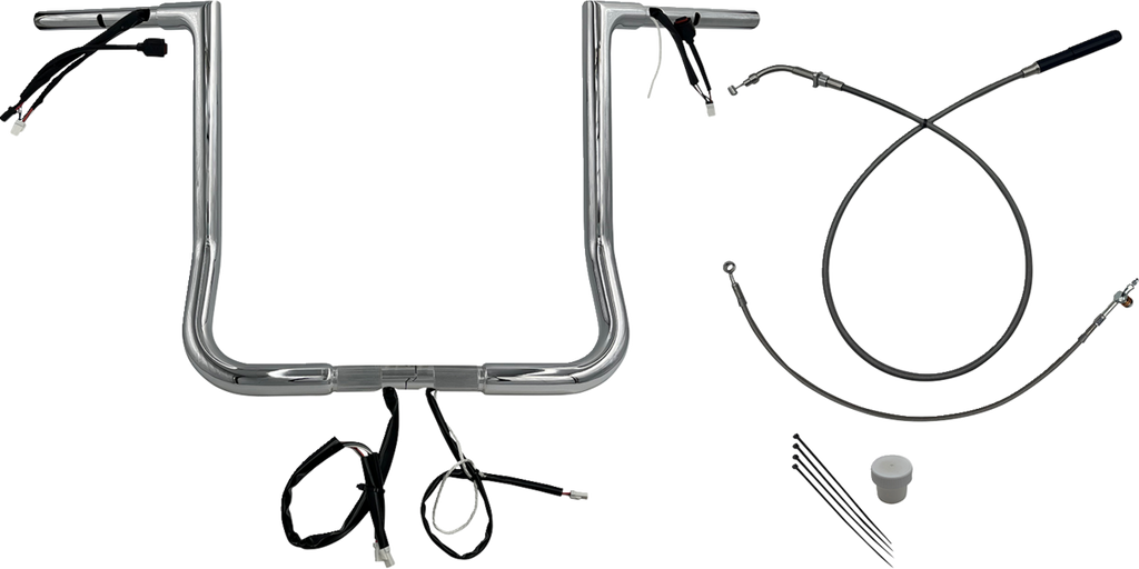 FAT BAGGERS INC. EZ Install Wired Handlebar Kit - 1-1/4" - Pointed Top - 16" - Black 949016-B — image 2