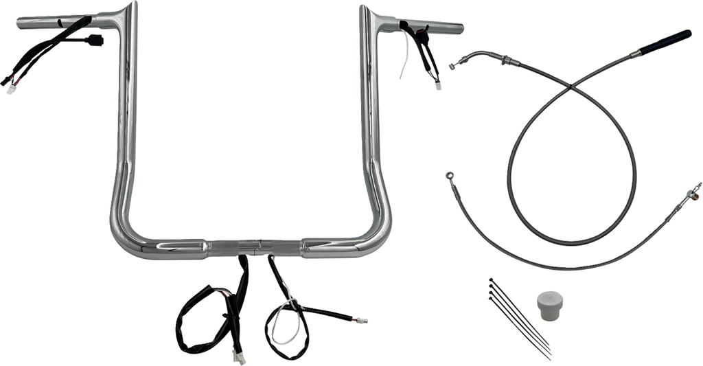 FAT BAGGERS INC. EZ Install Wired Handlebar Kit - 1-1/4" - Pointed Top - 16" - Chrome 949016 — image 1