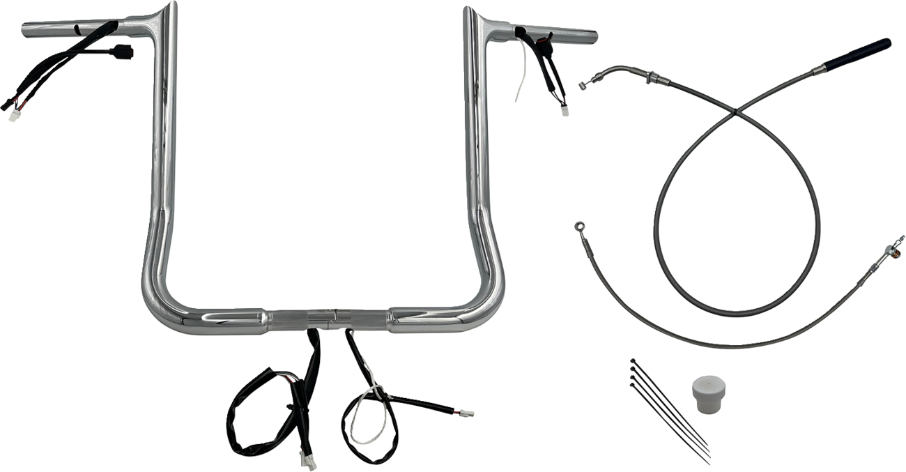FAT BAGGERS INC. EZ Install Wired Handlebar Kit - 1-1/4" - Pointed Top - 16" - Chrome 949016 — image 1
