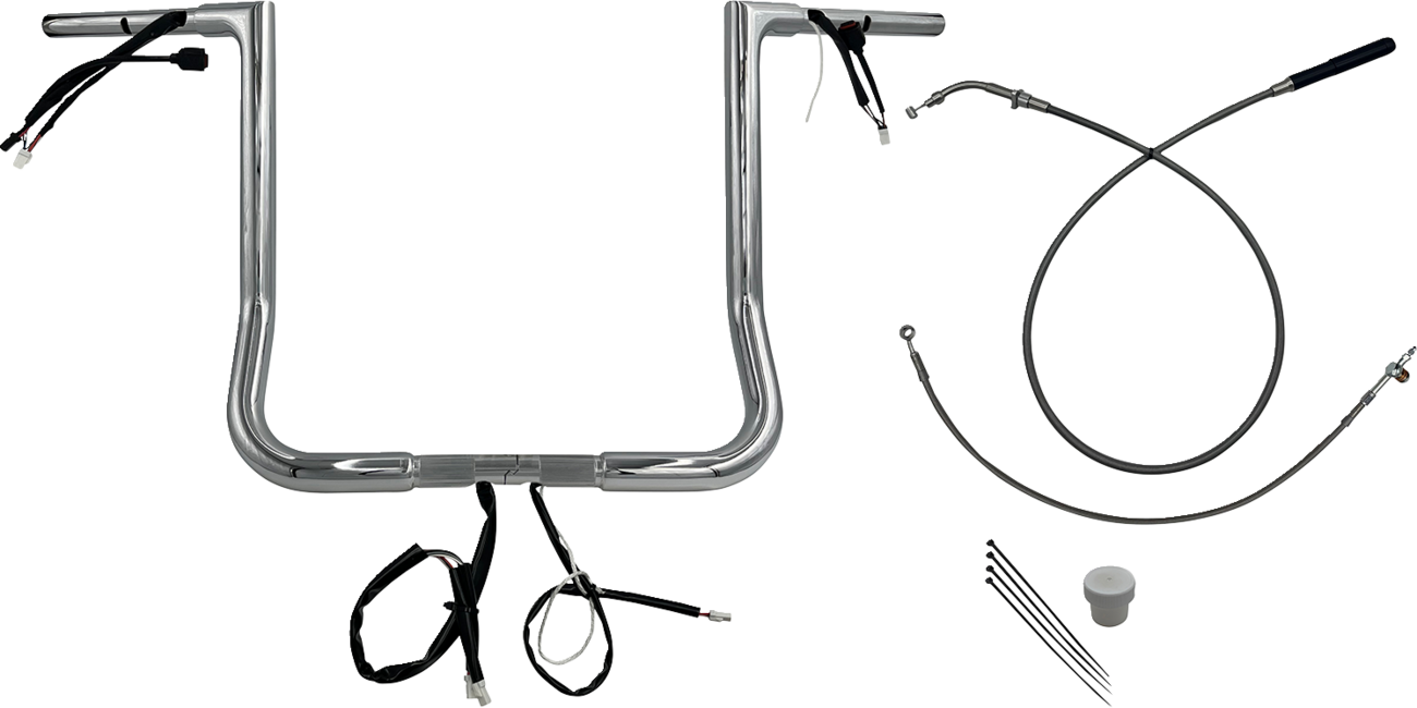 FAT BAGGERS INC. EZ Install Wired Handlebar Kit - 1-1/4" - Pointed Top - 16" - Chrome 949016 — image 2