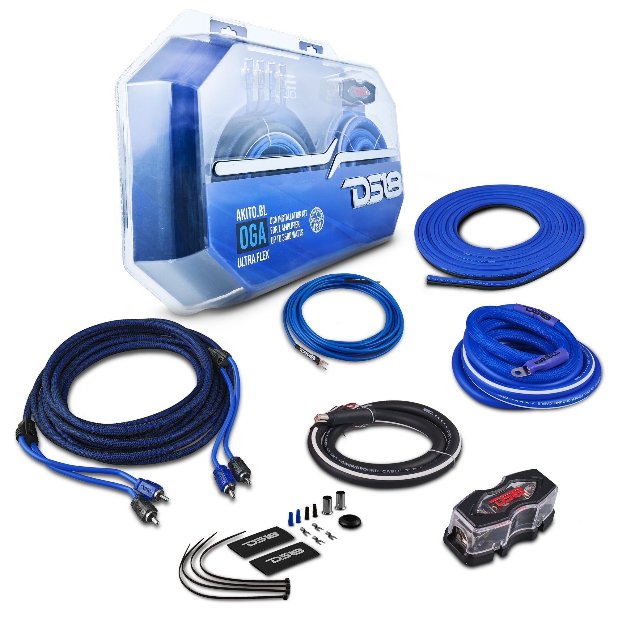 DS18 AKIT0.BL 0-GA Amplifier Installation Wiring Kit - Blue — image 1