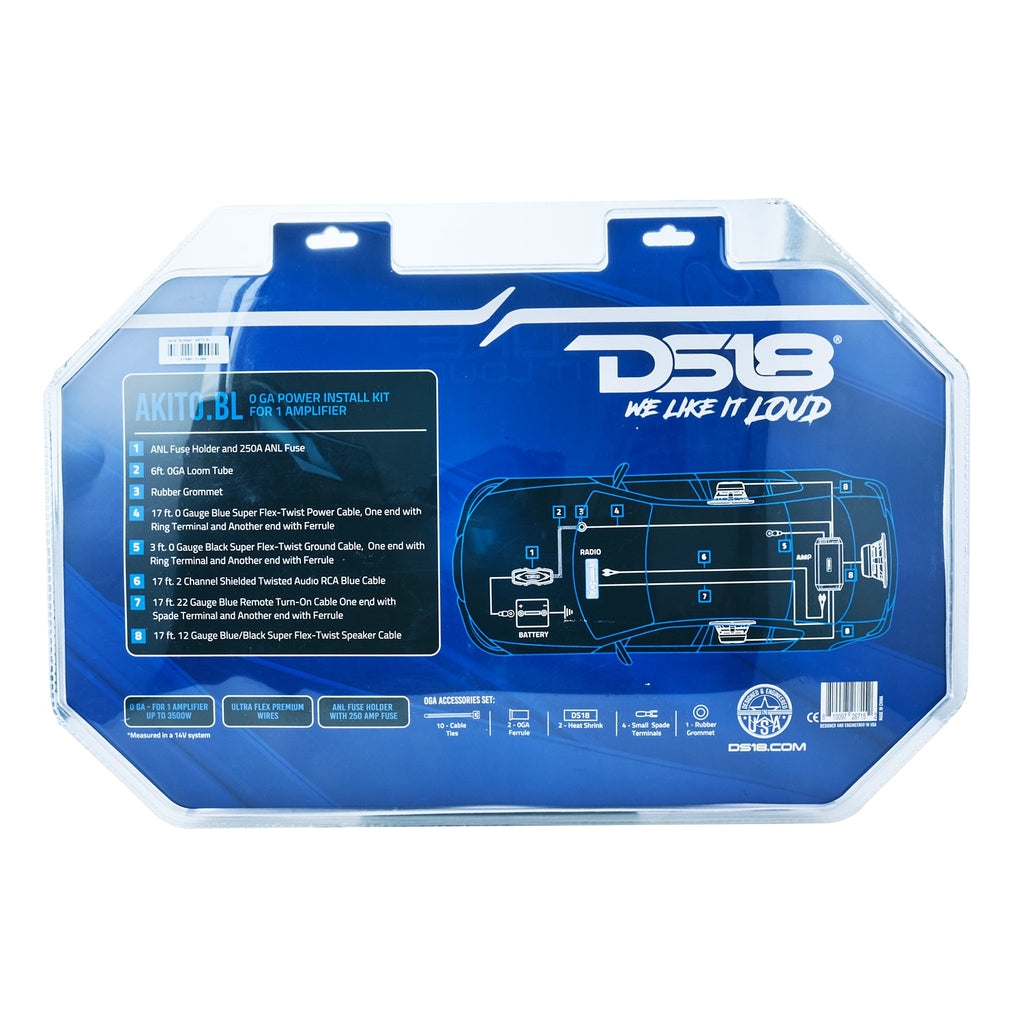 DS18 AKIT0.BL 0-GA Amplifier Installation Wiring Kit - Blue — image 6