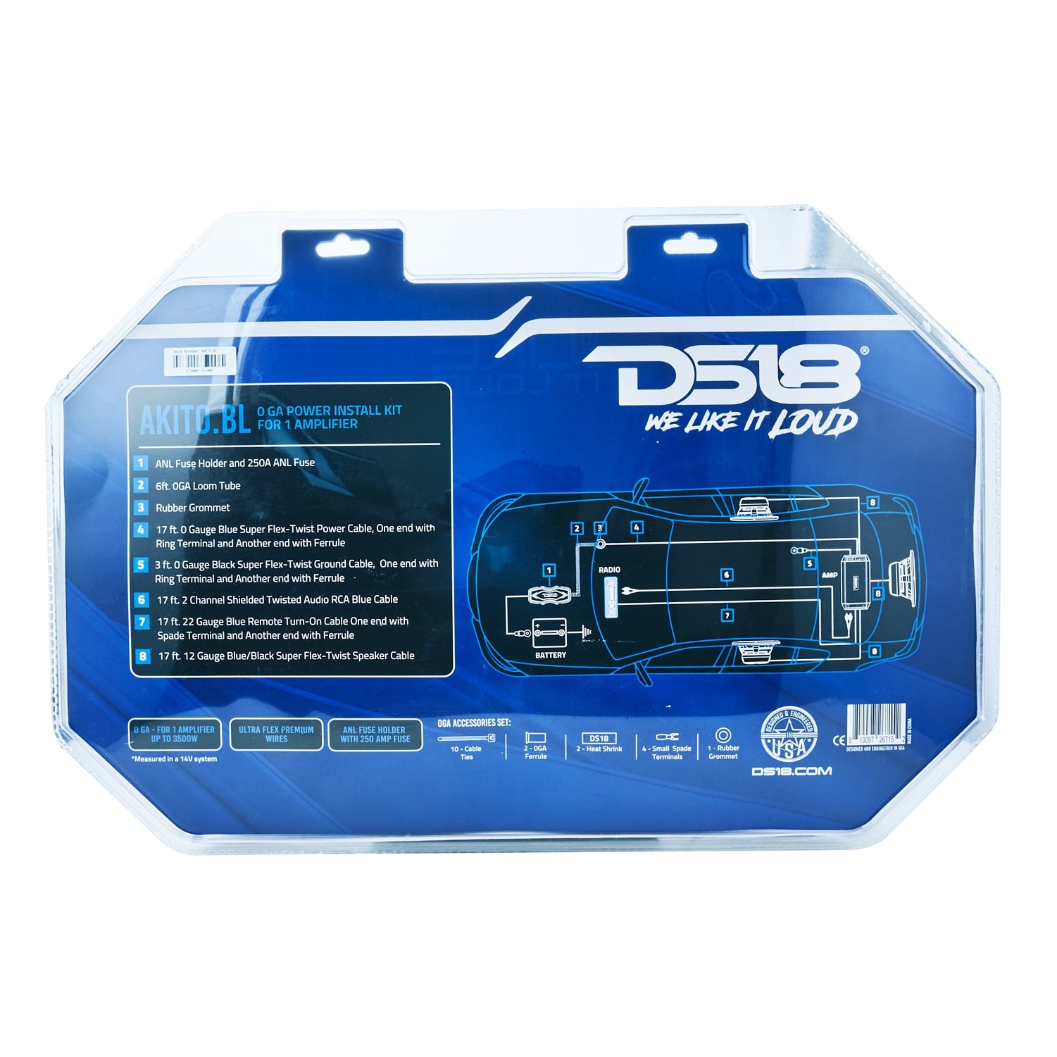 DS18 AKIT0.BL 0-GA Amplifier Installation Wiring Kit - Blue — image 6