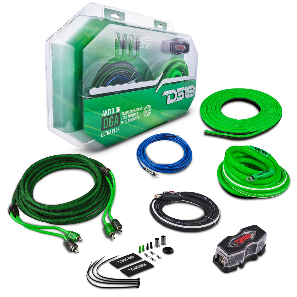 DS18 AKIT0.GR 0-GA Amplifier Installation Wiring Kit - Green — image 1