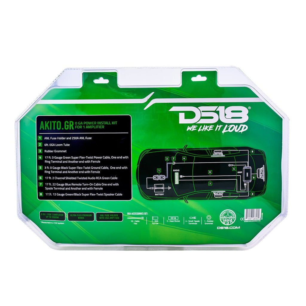 DS18 AKIT0.GR 0-GA Amplifier Installation Wiring Kit - Green — image 6