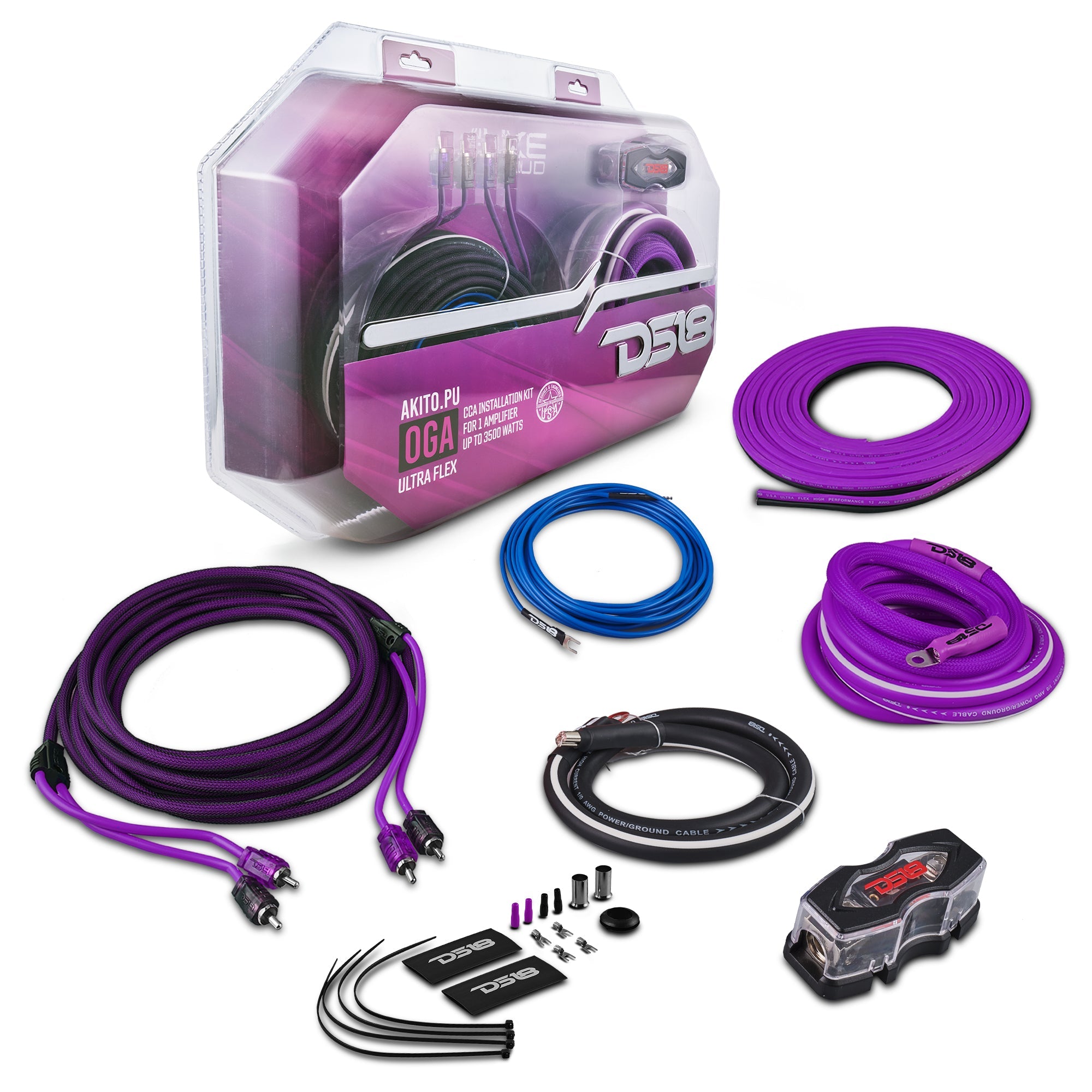 DS18 AKIT0.PU 0-GA Amplifier Installation Wiring Kit - Purple — image 1