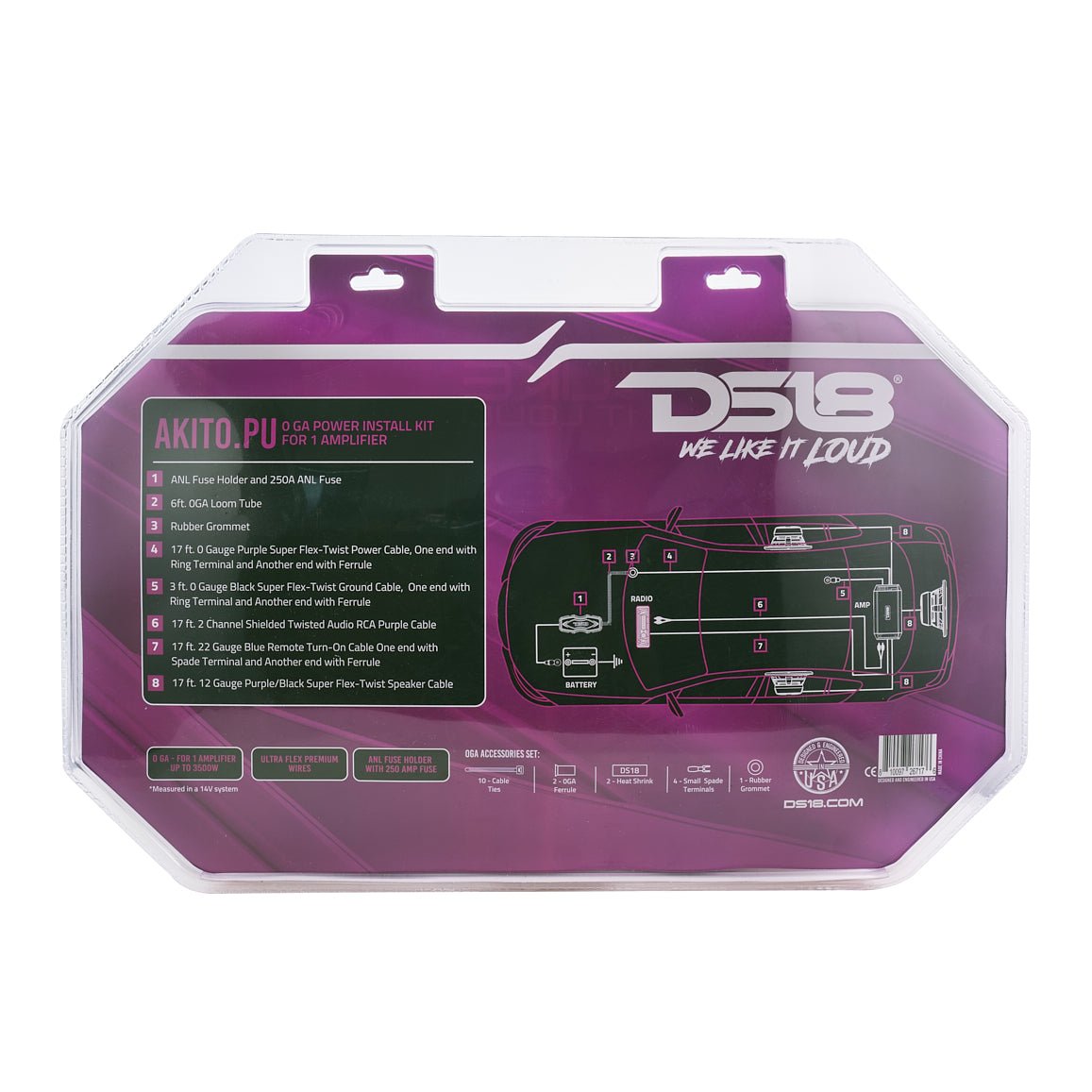 DS18 AKIT0.PU 0-GA Amplifier Installation Wiring Kit - Purple — image 5