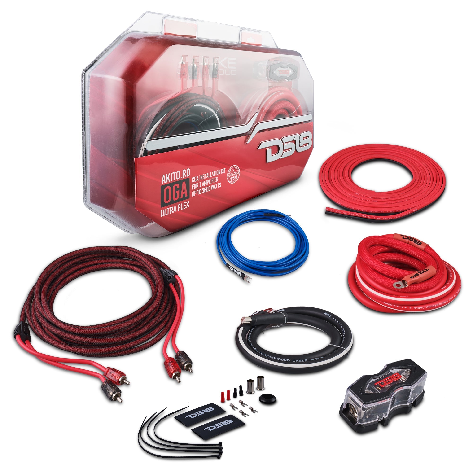 DS18 AKIT0.RD 0-GA Amplifier Installation Wiring Kit - Red — image 1