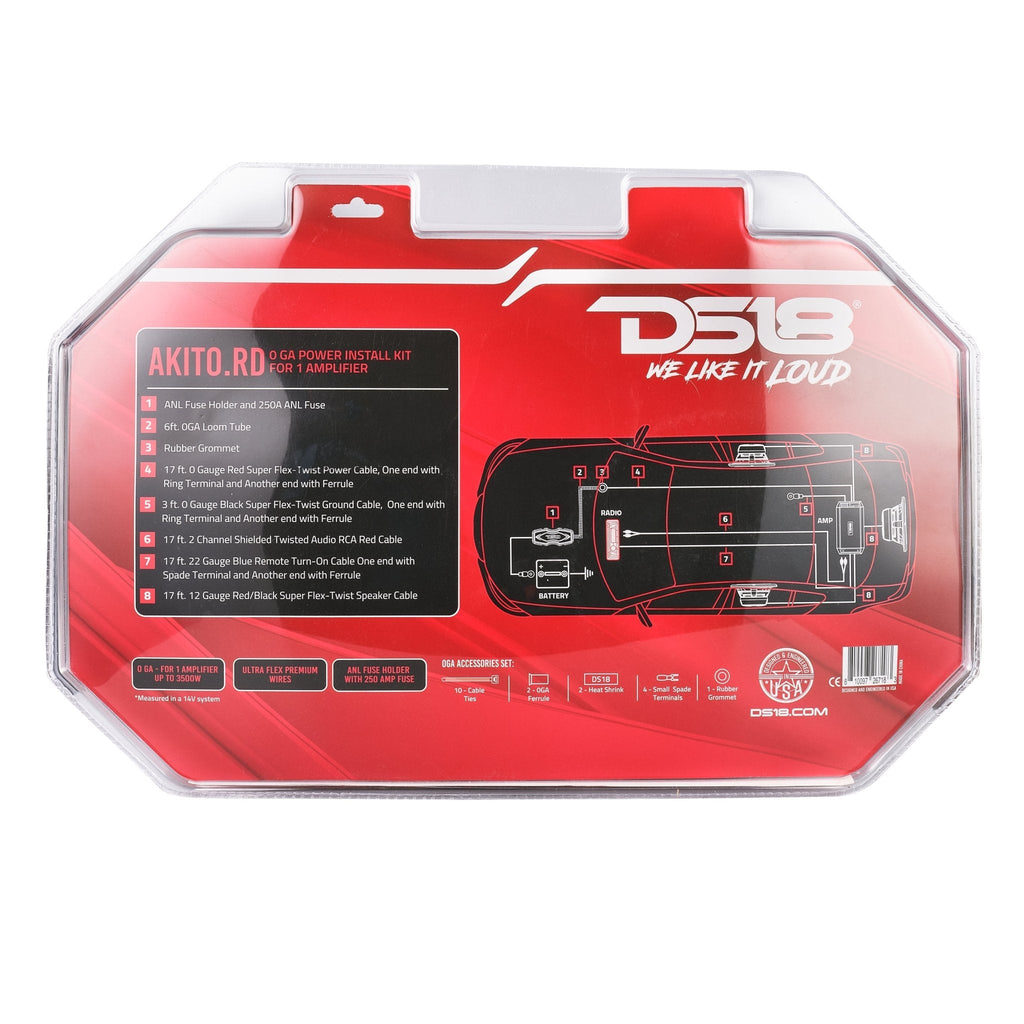 DS18 AKIT0.RD 0-GA Amplifier Installation Wiring Kit - Red — image 6
