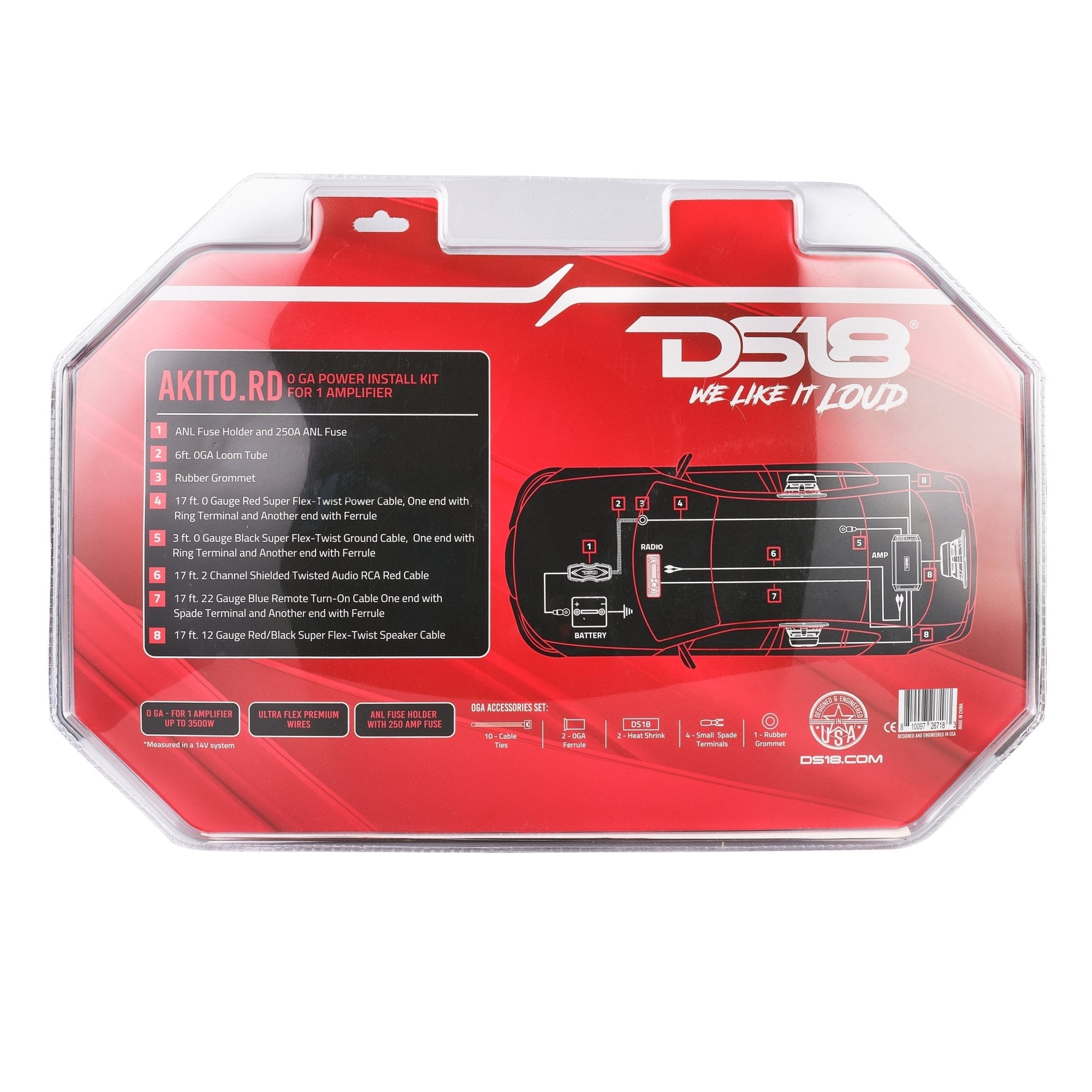 DS18 AKIT0.RD 0-GA Amplifier Installation Wiring Kit - Red — image 6
