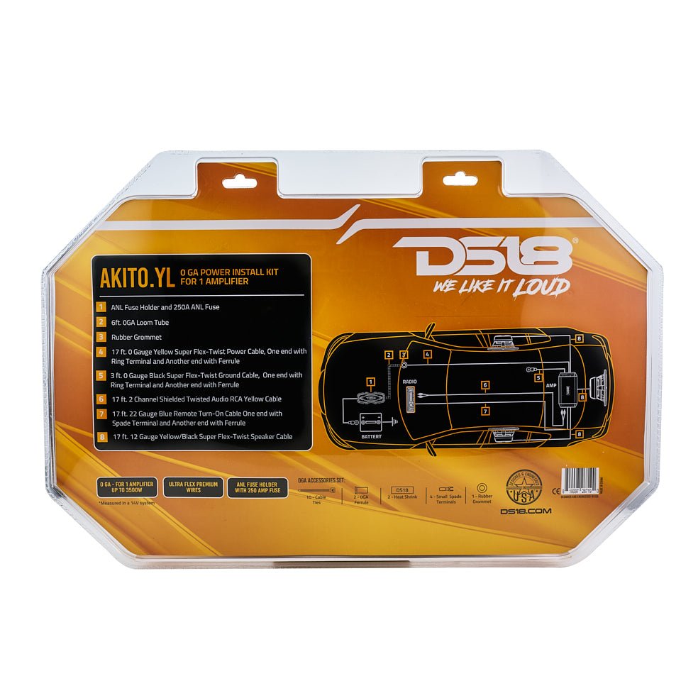 DS18 AKIT0.YL 0-GA Amplifier Installation Wiring Kit - Yellow — image 6