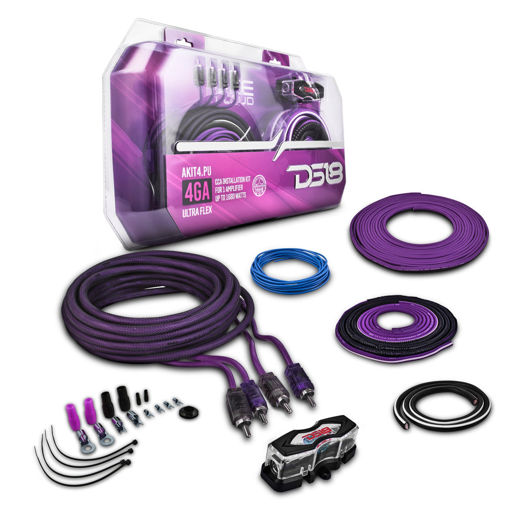 DS18 AKIT4.PU 4-GA Amplifier Installation Wiring Kit - Purple — image 1