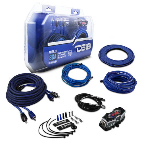 DS18 AKIT8.BL 8-GA Amplifier Installation Wiring Kit - Blue — image 1
