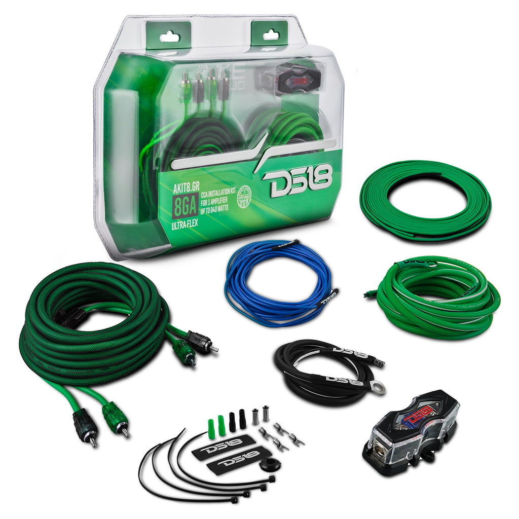 DS18 AKIT8.GR 8-GA Amplifier Installation Wiring Kit - Green — image 1