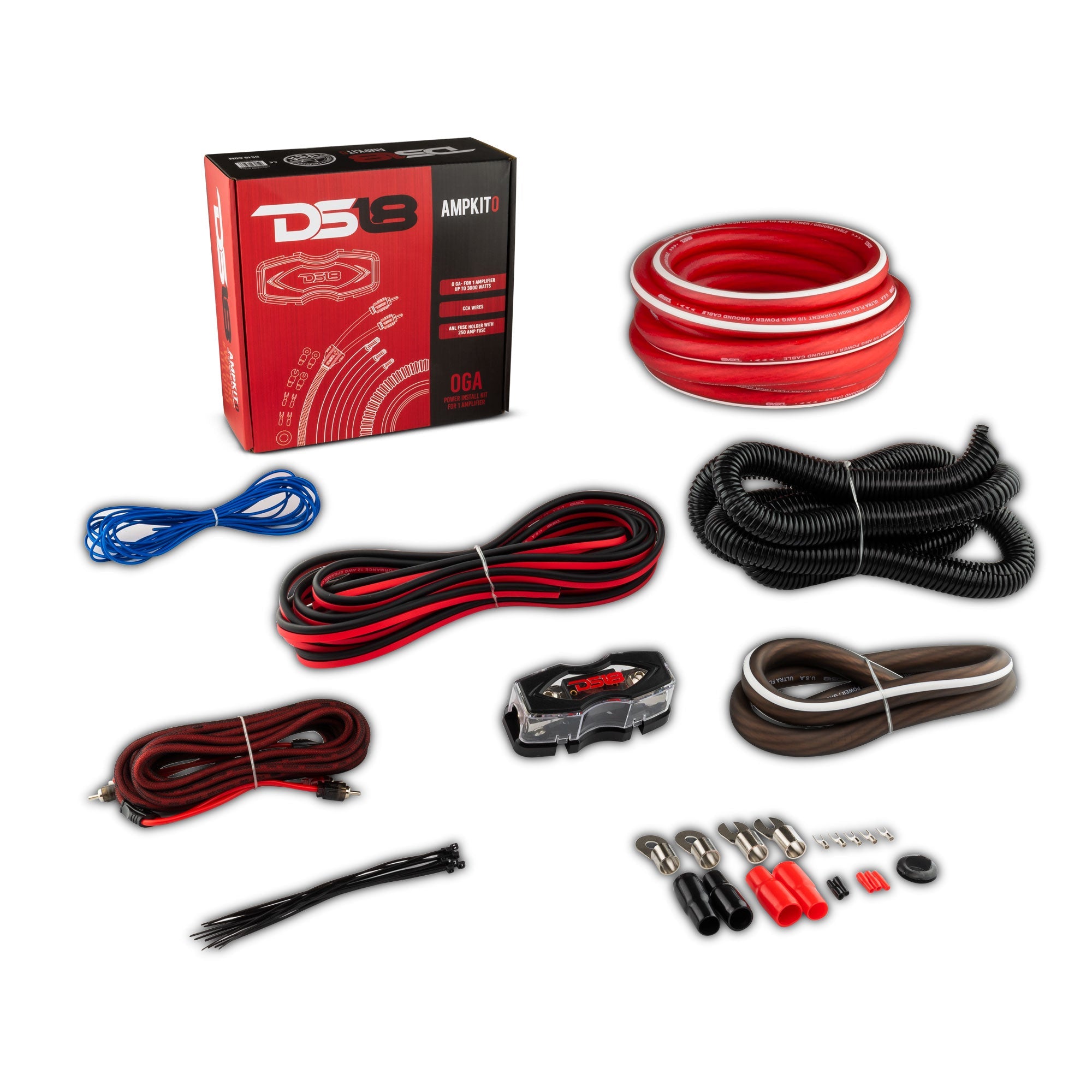 DS18 AMPKIT0 0-GA CCA Amplifier Installation Kit - RED — image 1