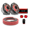 DS18 CF-JS8PKG/MBK 8" Loaded Flat Mount Speaker Pods with Amplifier, Installation Kit and RGB LED Lights, Package for Can-Am Spyder & Ryker — Carbon Fiber / Black w/Metal Grill — image 1