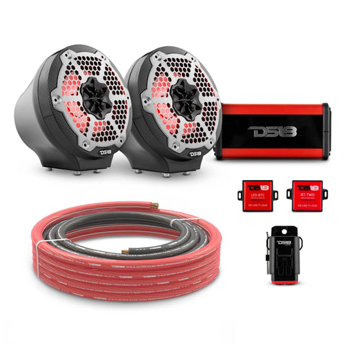 DS18 EN-JS6PKGBK/CF 6.5" Loaded Flat Mount Speaker Pods with Amplifier, Installation Kit and RGB LED Lights, Package for Can-Am Spyder & Ryker — Black / Carbon Fiber — image 1