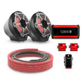 DS18 EN-JS6PKGBK/MBK 6.5" Loaded Flat Mount Speaker Pods with Amplifier, Installation Kit and RGB LED Lights, Package for Can-Am Spyder & Ryker — Black / Black w/ Metal Grill — image 1