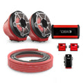 DS18 EN-JS6PKGRD/MBK 6.5" Loaded Flat Mount Speaker Pods with Amplifier, Installation Kit and RGB LED Lights, Package for Can-Am Spyder & Ryker — Red / Black w/ Metal Grill — image 1