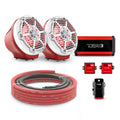 DS18 EN-JS6PKGRD/MWH 6.5" Loaded Flat Mount Speaker Pods with Amplifier, Installation Kit and RGB LED Lights, Package for Can-Am Spyder & Ryker — Red / White w/ Metal Grill — image 1