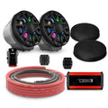 DS18 EN-JS6PKGCF/IQBK 6.5" Loaded Flat Mount Speaker Pods with Amplifier, Installation Kit and Digital LED Lights, Package for Can-Am Spyder & Ryker — Carbon Fiber / Black w/ Plastic Grill — image 1